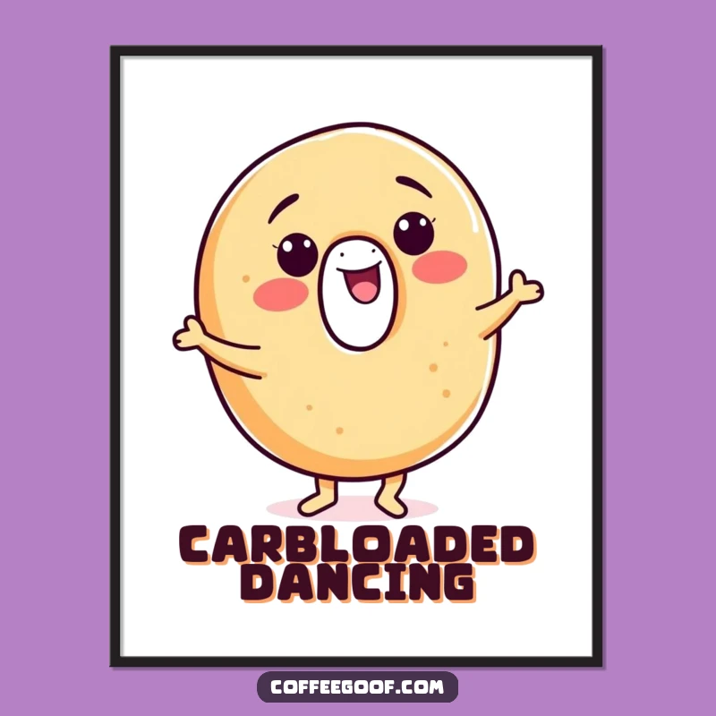 Funny Bagel Digital Art: Smiling Jigging Character, Whimsical Decor, Perfect Printable Funny Gift!