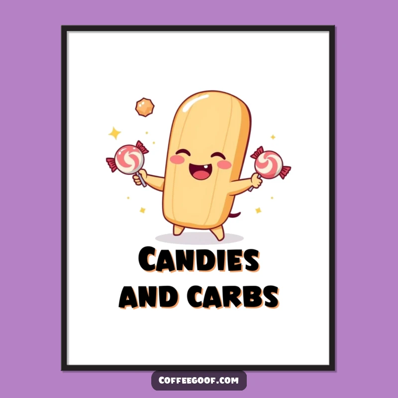 Funny Baguette Juggling Candy Digital Art: Instant Sweet Smiles - Perfect Funny Gift!
