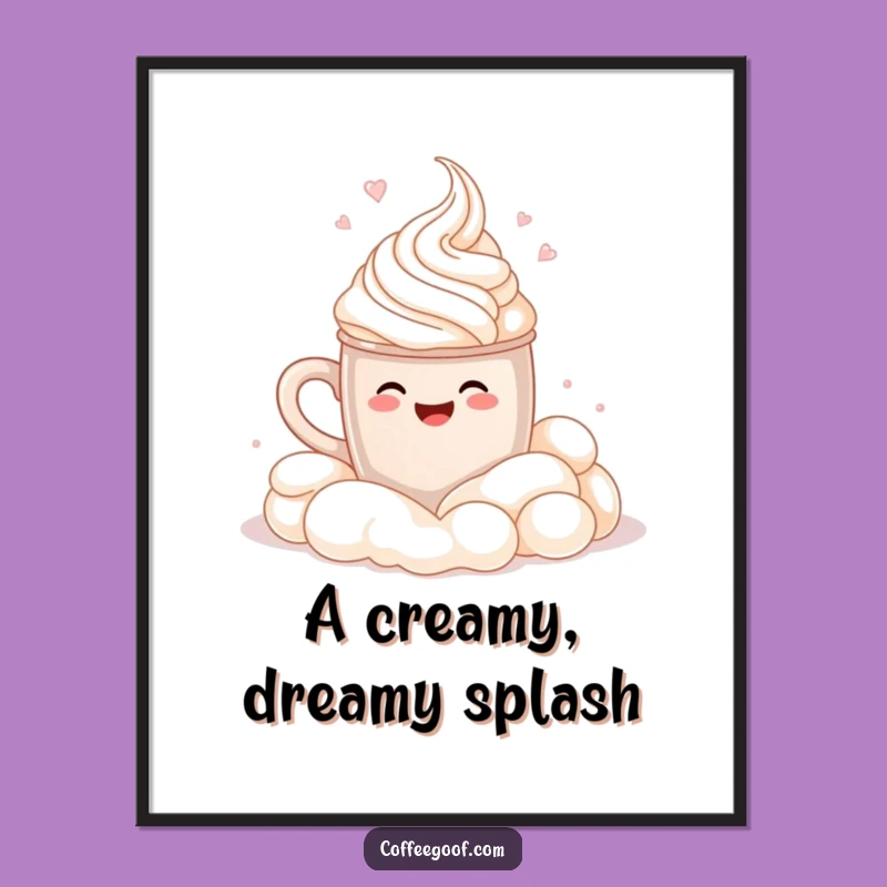 Funny Cocoa Mug Cannonball Digital Art: Whipped Cream Artwork, Instant Gift