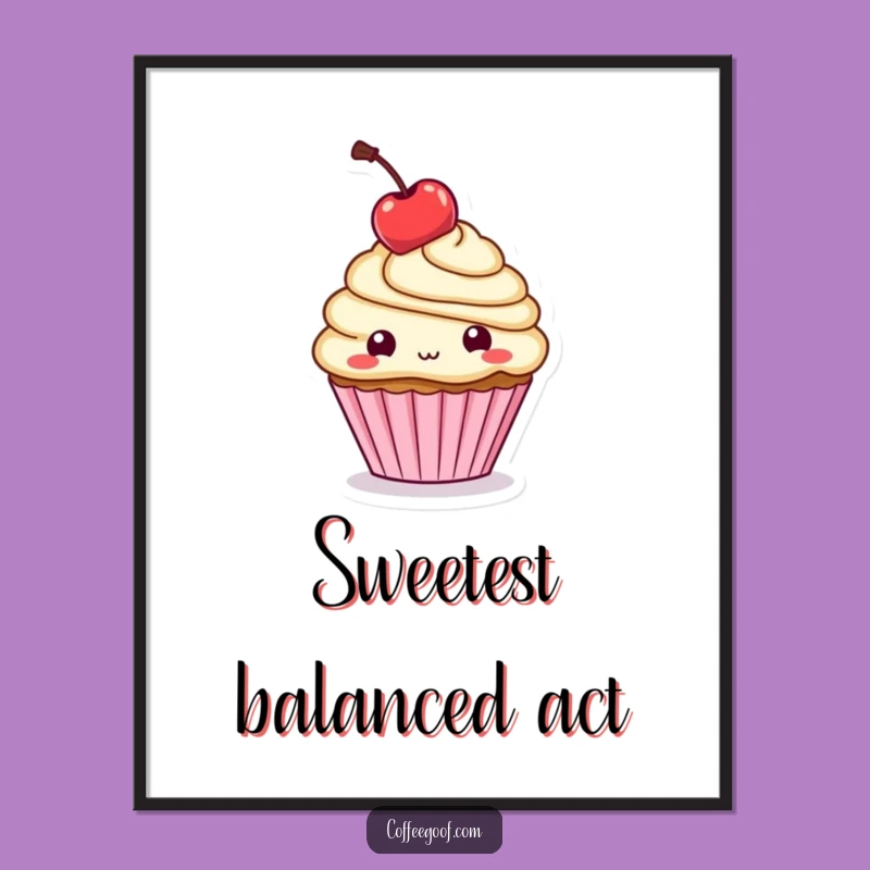Funny Cupcake Cherry Digital Art: Decorate with Sweet Charm, Unique Print