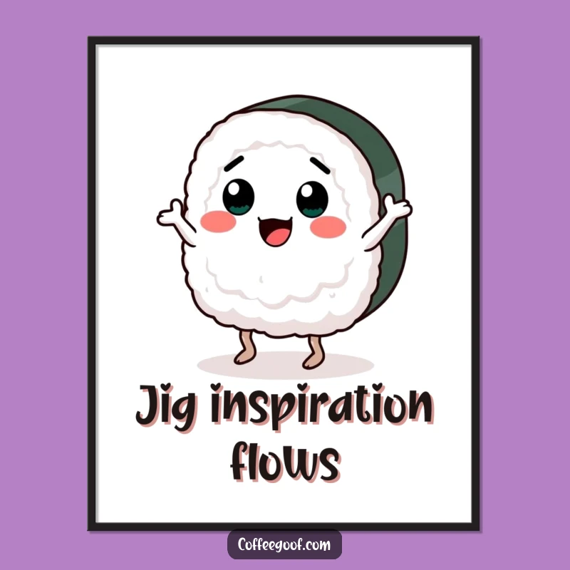 Funny Digital Art: Dancing Sushi Illustration, Instant Download, Terrific Funny Gift