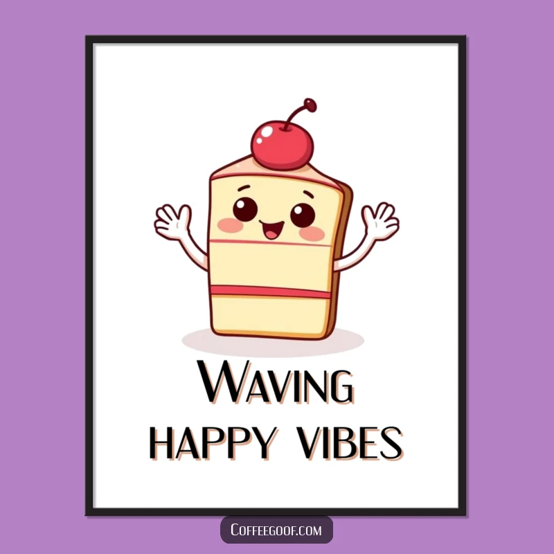 Funny Digital Art: Waving Cake Illustration, Instant Download, Terrific Funny Gift