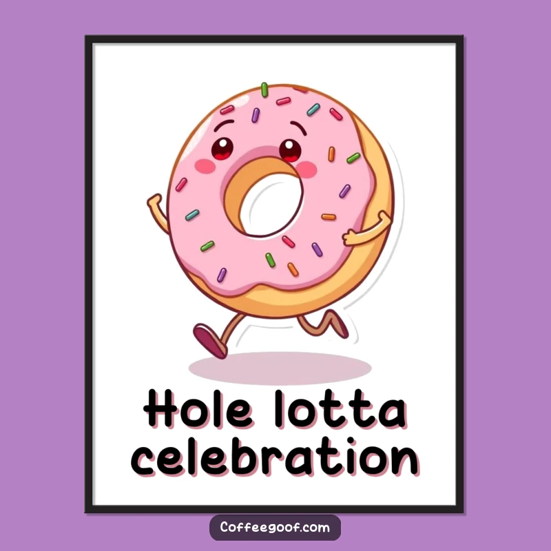 Funny Donut Digital Art: Grinning Character Print, Hilarious Sweet Decor