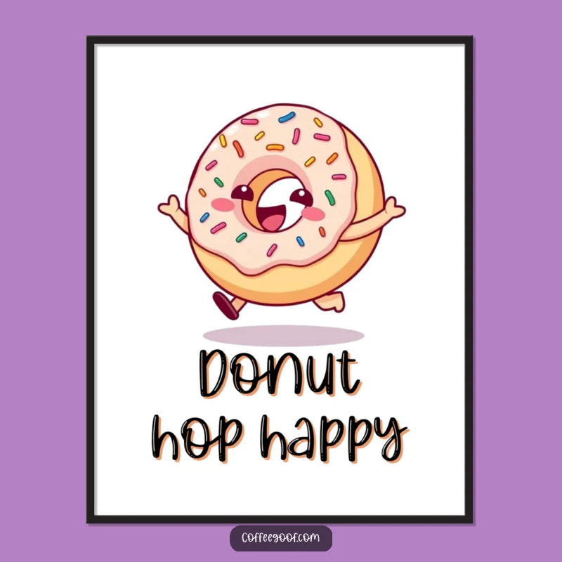 Funny Hopping Donut Digital Art - Hilarious Instant Download for Sweet Spaces