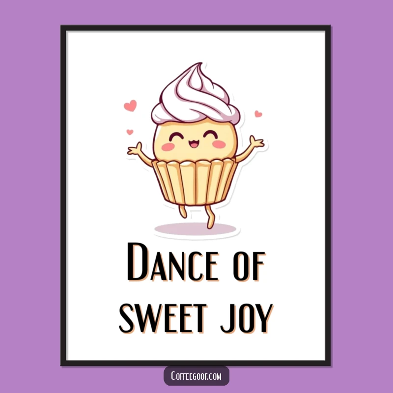 Funny Muffin Digital Art: Dancing Frosting Graphic, Instant Whimsical Gift