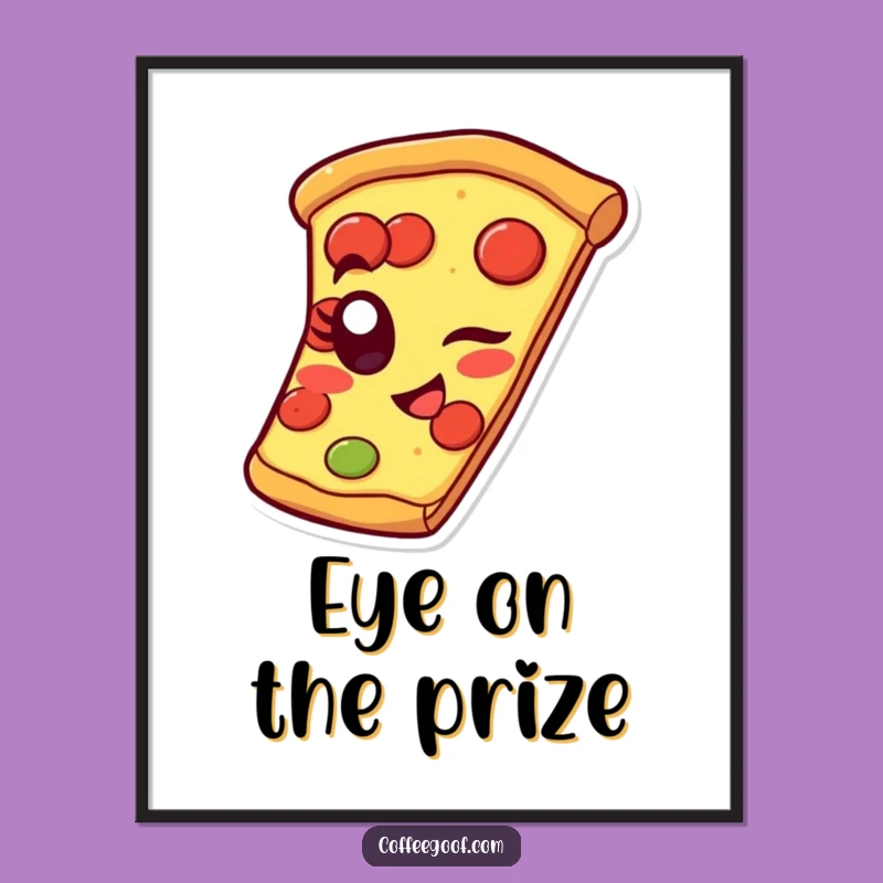 Funny Pizza Slice Digital Art - Winking Pepperoni Eye Print