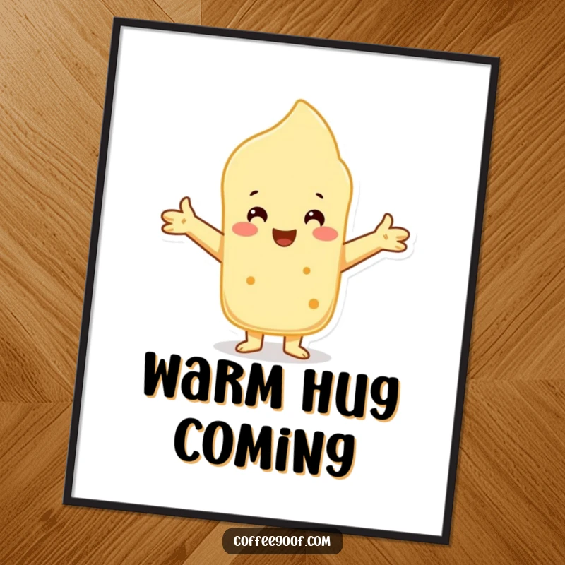 Funny Scone Digital Art Print of a cheerful character offering a warm embrace, ready to be printed.