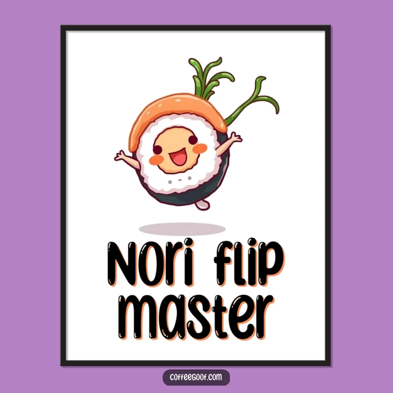 Funny Sushi Digital Art: Cartwheel Roll, Instant Foodie Gift