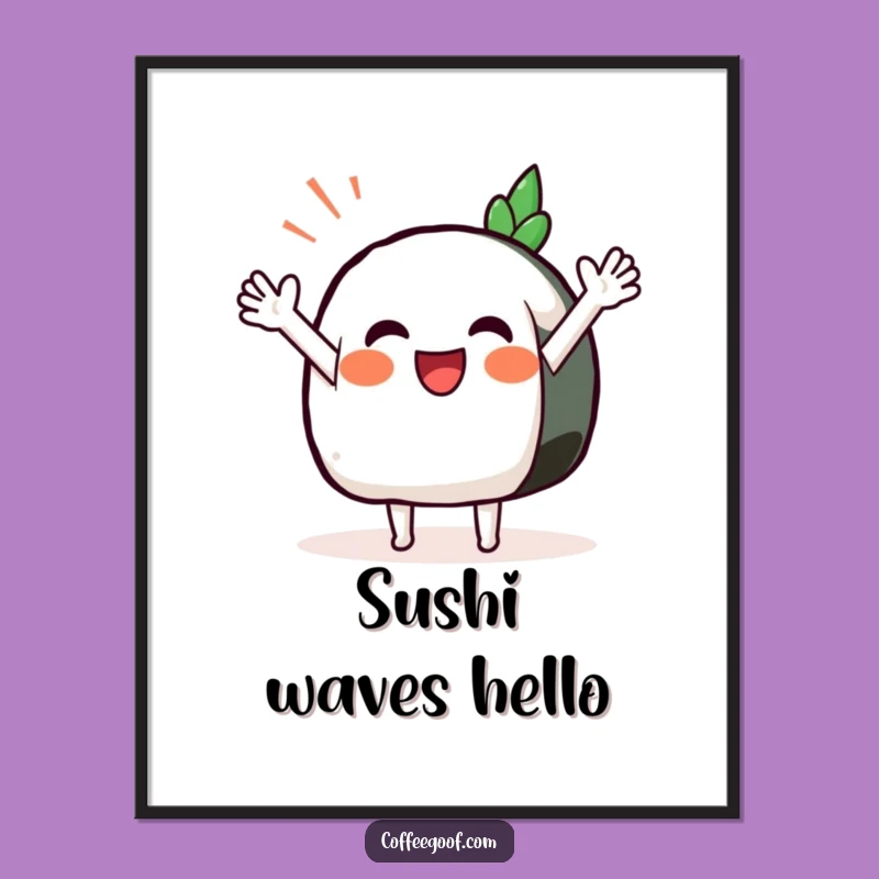 Funny Sushi Wave Art Print: Instant Asian Charm, Printable Gift