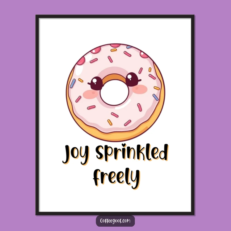 Funny Donut Digital Art: Smiling Sprinkles Print for Sweet Decor Gift