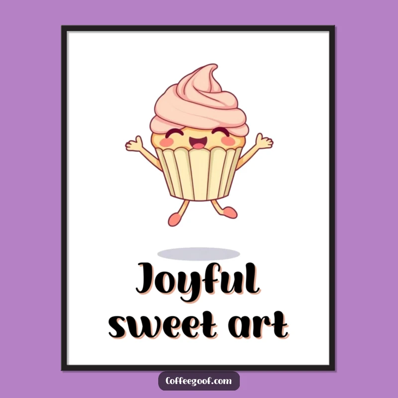 Funny Cupcake Jump Art Print: Instant Sweet Joy, Printable Gift