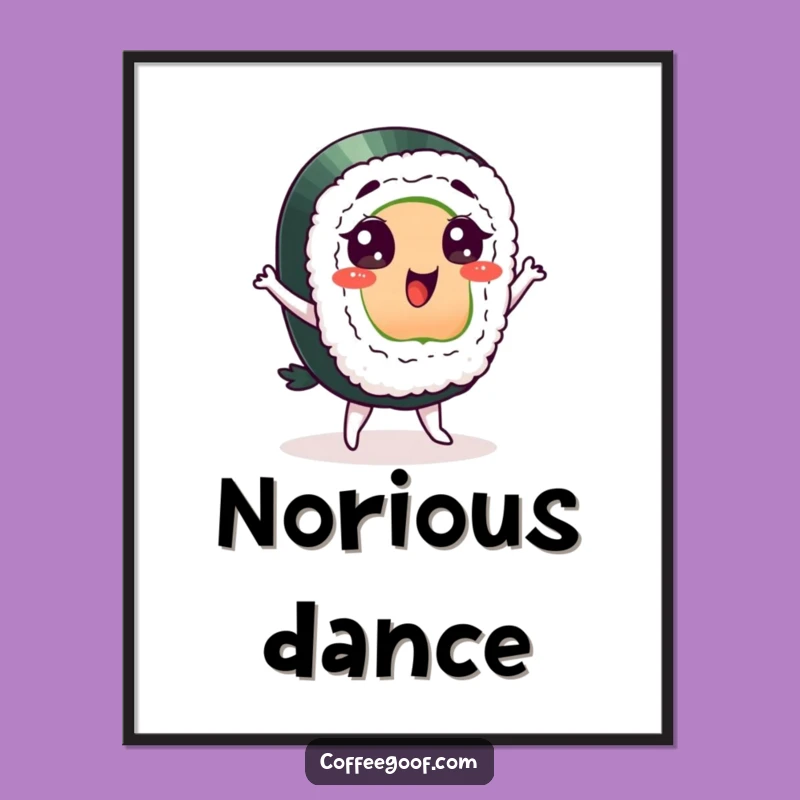 Funny Sushi Digital Art: Dancing Character, Whimsical Decor, Perfect Printable Funny Gift!