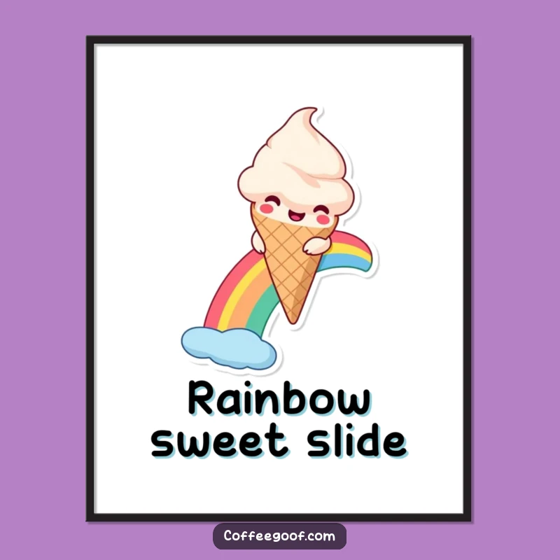 Funny Ice Cream Rainbow Art Print: Instant Sweet Whimsy, Printable Gift