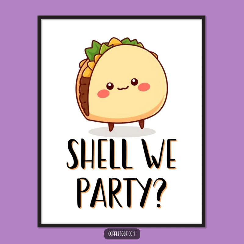 Funny Taco Digital Art: Wiggling Taco Character Print, Hilarious Decor Gift