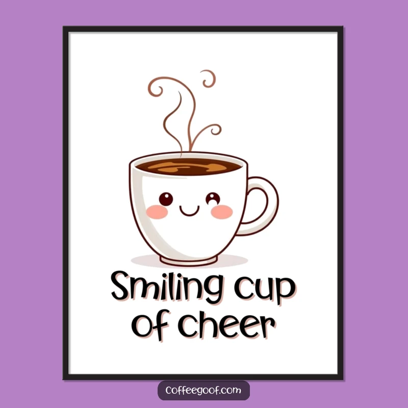 Funny Coffee Cup Smiley Digital Art: Instant Cheerful Decor, Perfect Art Gift!