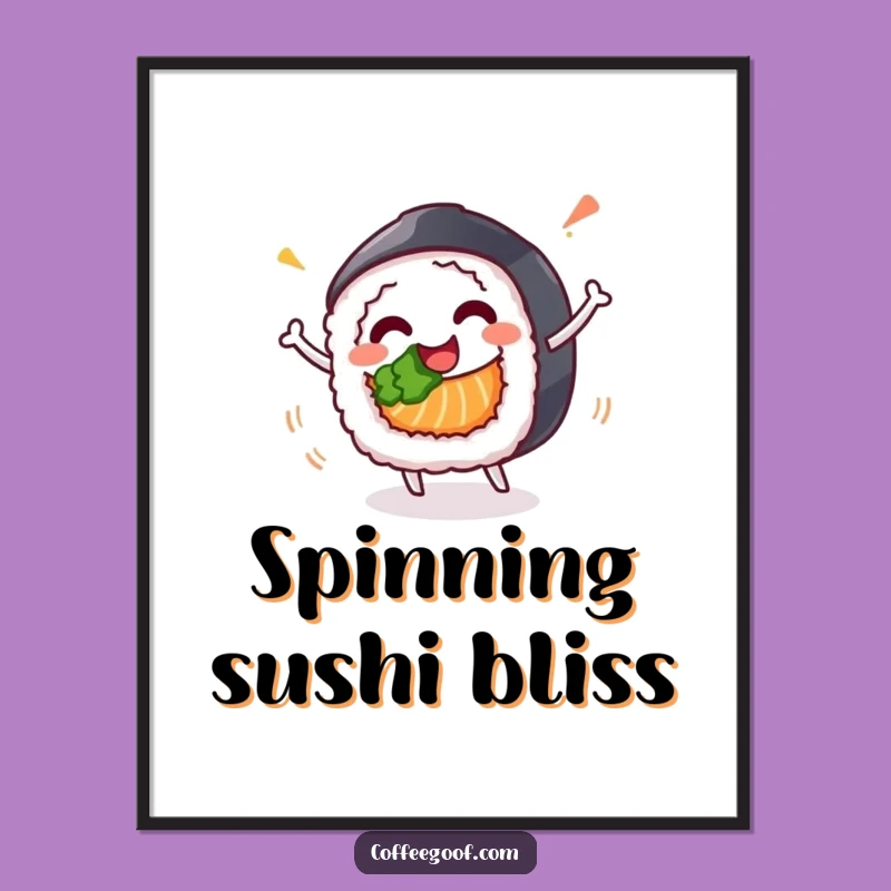 Funny Sushi Roll Digital Art: Spinning Graphic, Instant Celebration Gift