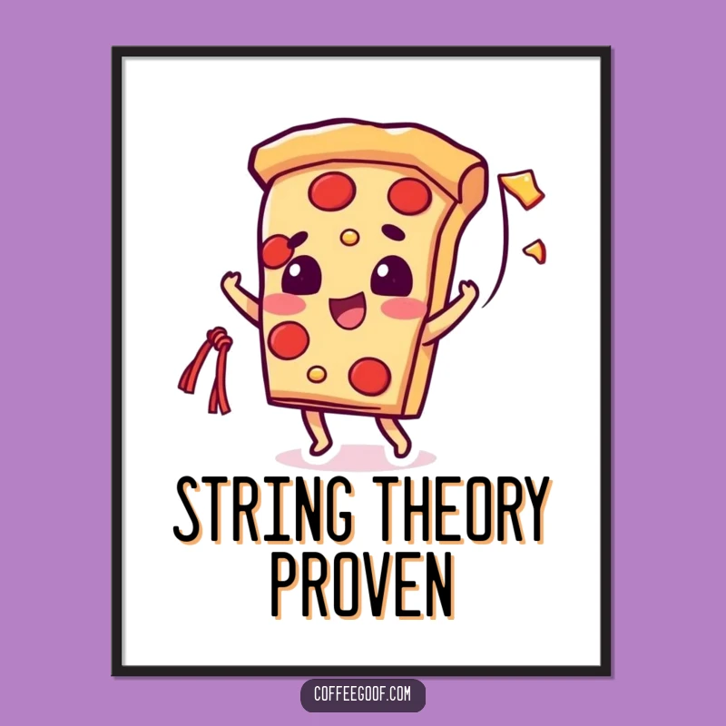Funny Pizza Cheese String Digital Print: Beaming Slice Character - Instant Download