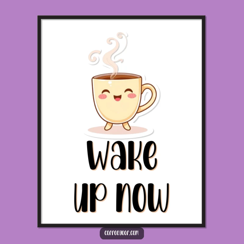 Funny Coffee Cup Digital Art: Playful Steam Character, Instant Download Hilarious Gift