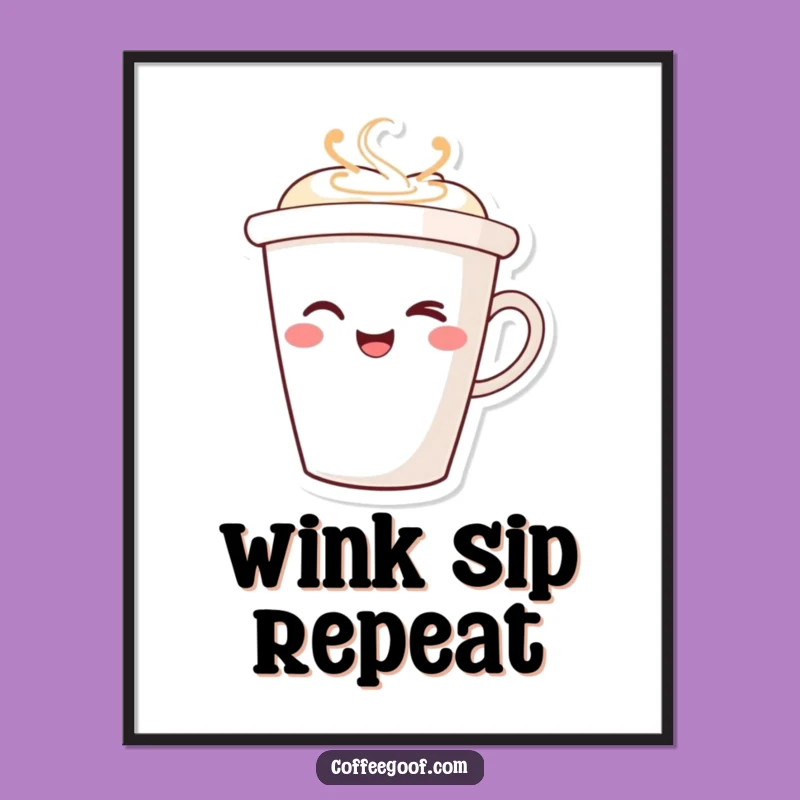 Funny Winking Coffee Cup Digital Art: Playful Decor for Instant Cheer