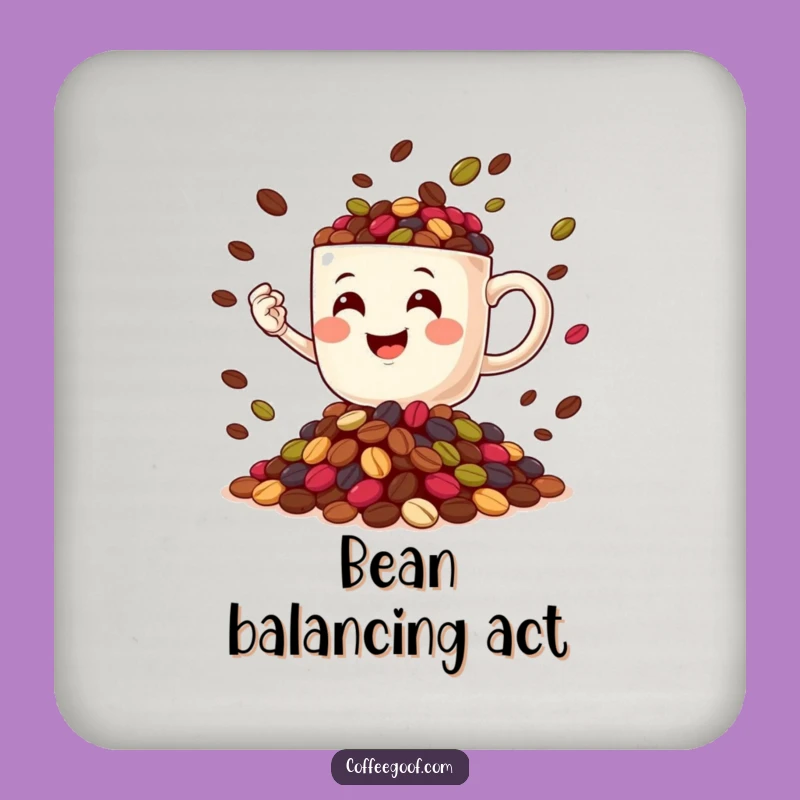 Funny Coffee Bean Juggling Mug Coaster - Hilarious Protection for Your Surfaces
