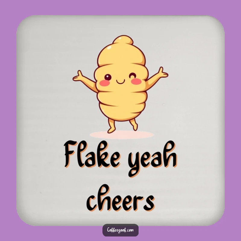 Funny Croissant Coasters: Happy Dancing Character Set, Humorous Table Protection