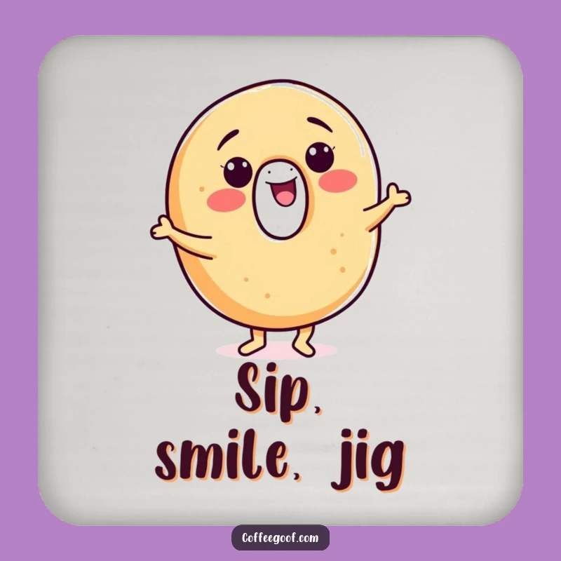 Funny Bagel Coaster: Smiling Jigging Character Protection, Playful & Functional, An Awesome Funny Gift!