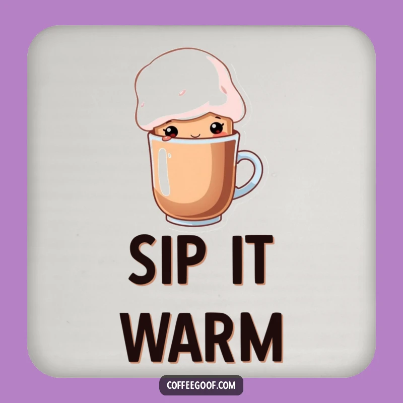 Funny Cocoa Marshmallow Hat Drink Coaster - Whimsical Cartoon Table Protector Gift