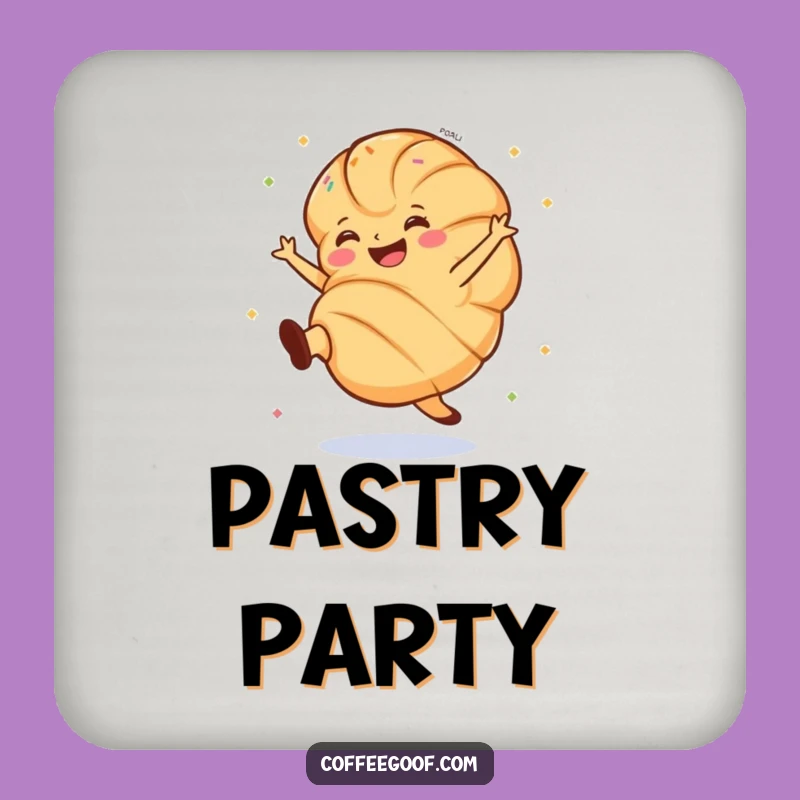 Funny Croissant Coaster: Cartwheeling Pastry, Protects Surfaces with Humor