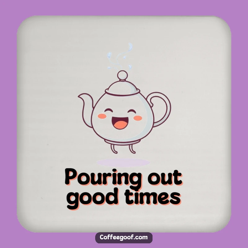 Funny Dancing Teapot Drink Coaster: Steamy Water Character Protection, Bar Gift