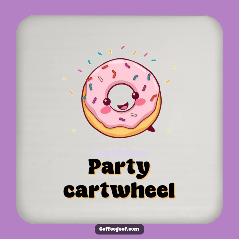 Funny Drink Coasters: Cartwheeling Donut Set, Table Protection, Unique Funny Gift
