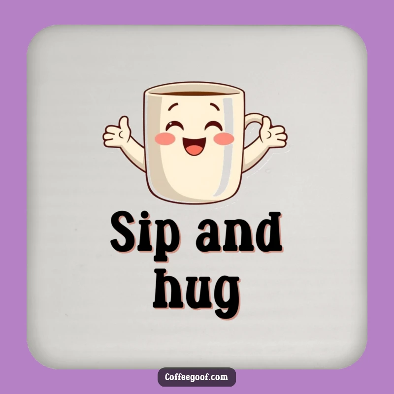 Funny Drink Coasters: Coffee Mug Hug Set, Table Protection, Unique Funny Gift