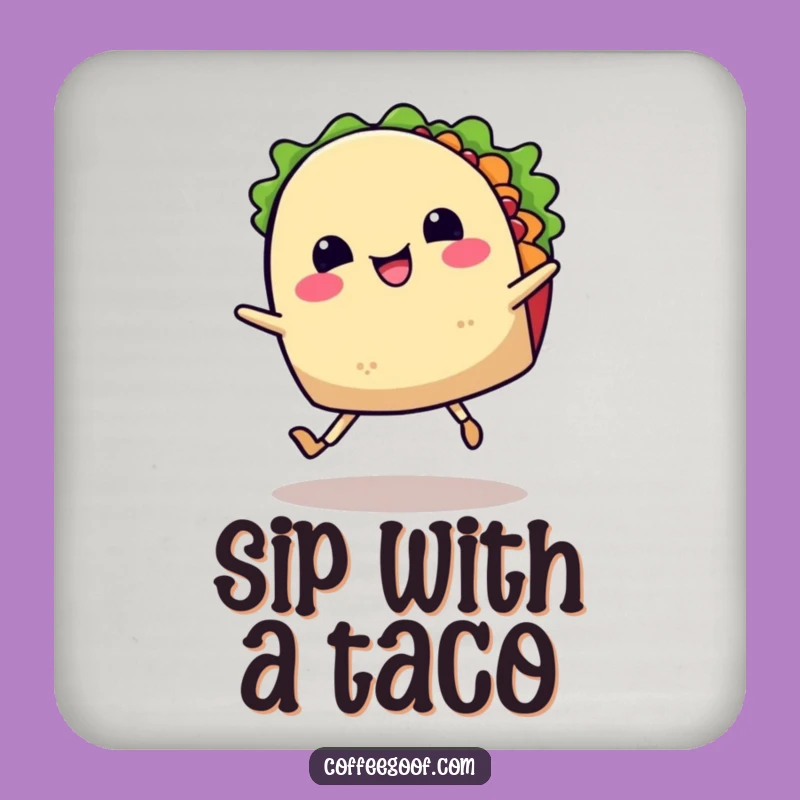 Funny Happy Taco Jig Drink Coaster: Protect Surfaces with Fiesta Fun
