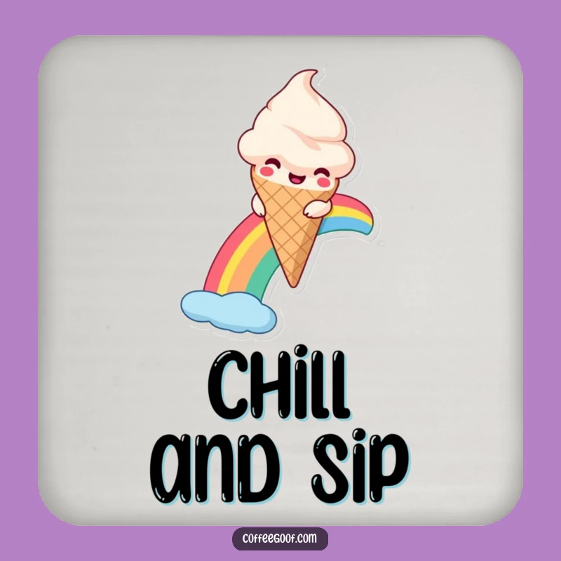 Funny Ice Cream Rainbow Coasters: Protect Surfaces with Sweet Charm, Gift Set