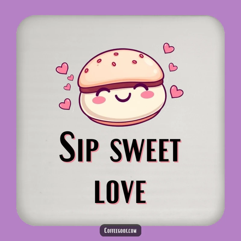 Funny Macaroon Hearts Drink Coaster - Cute Cartoon Table Protector Gift
