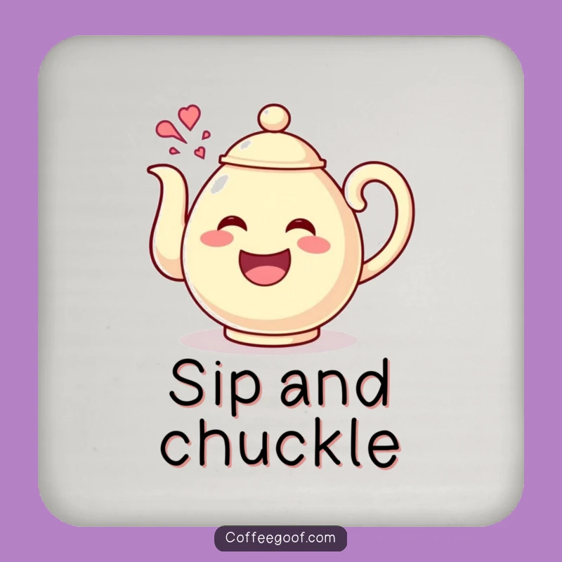Funny Teapot Giggles Coaster: Happy Character for Table Protection