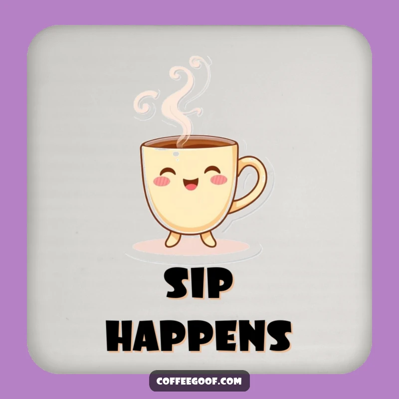 Funny Coffee Cup Coaster: Playful Steam Character, Protect Surfaces with Humor Gift