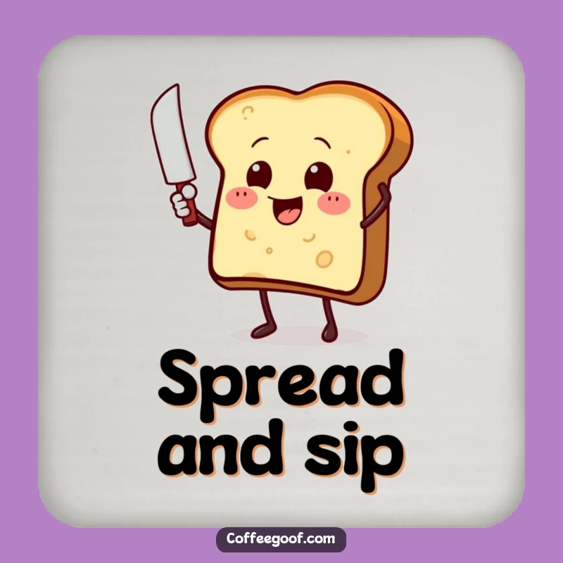 Funny Toast Butter Knife Drink Coaster - Hilarious Cartoon Table Protector Gift