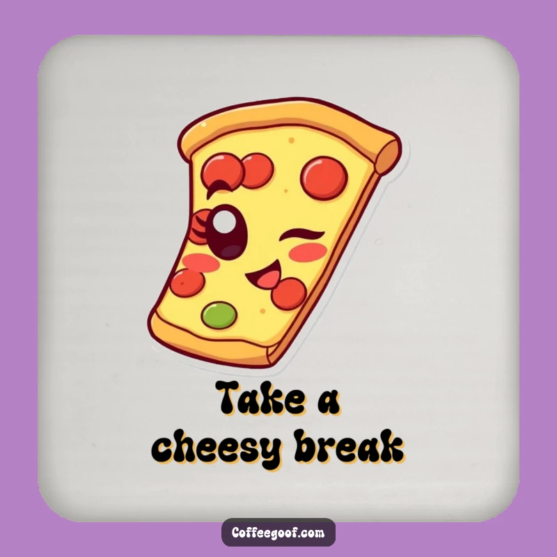 Funny Pizza Slice Coaster - Protect Surfaces with Winky Charm