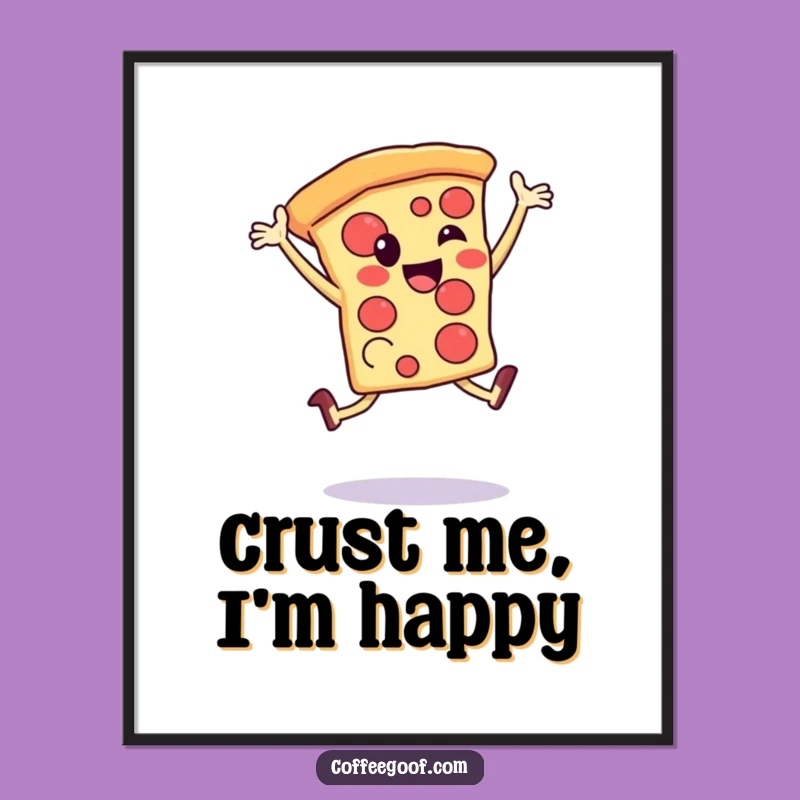 Funny Pizza Leap Poster: Vibrant Celebratory Slice Art, Wall Decor