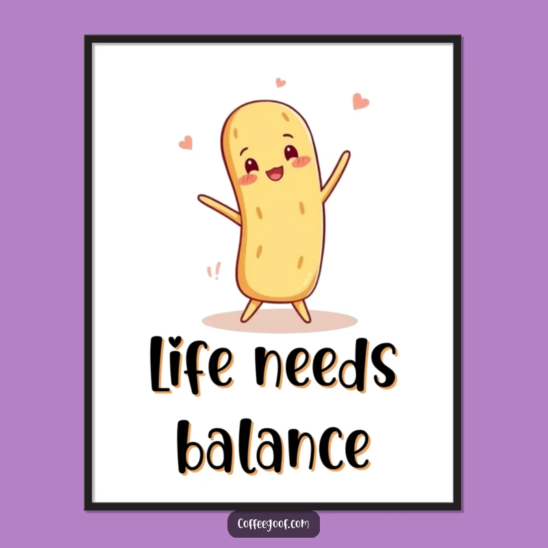 Funny Baguette Balance Poster: Culinary Art for Your Walls, Delightful Gift