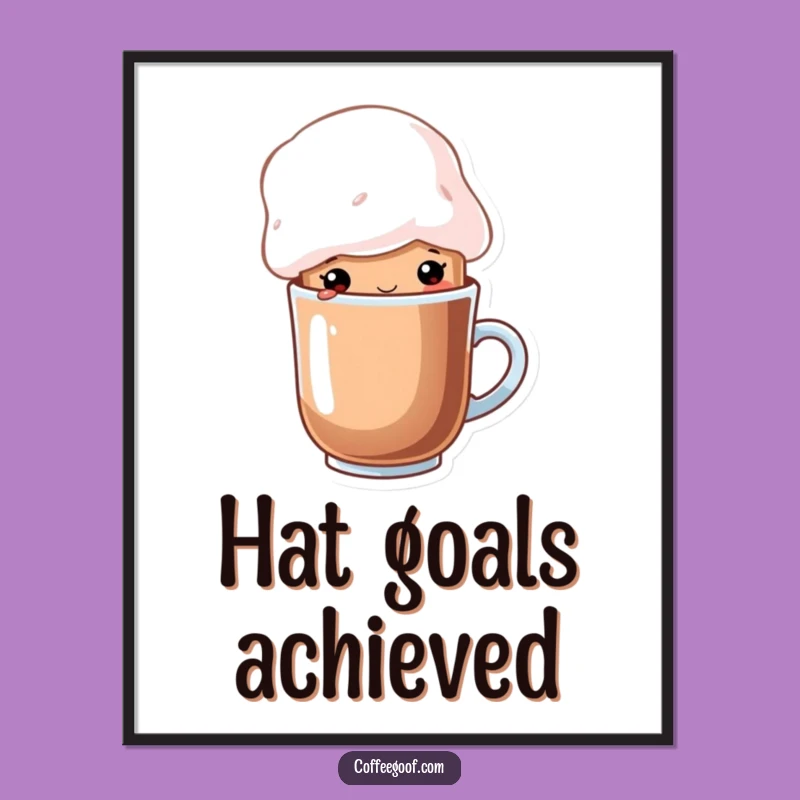 Funny Cocoa Marshmallow Hat Poster - Whimsical Cartoon Wall Art Gift