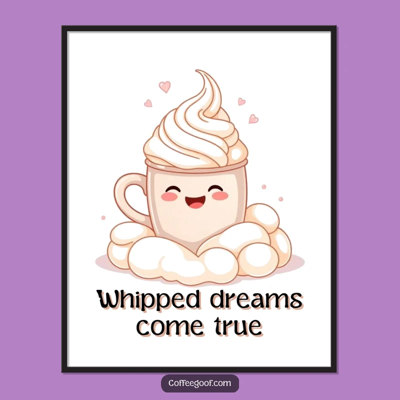 Funny Cocoa Mug Cannonball Poster: Whipped Cream Art, Wall Decor