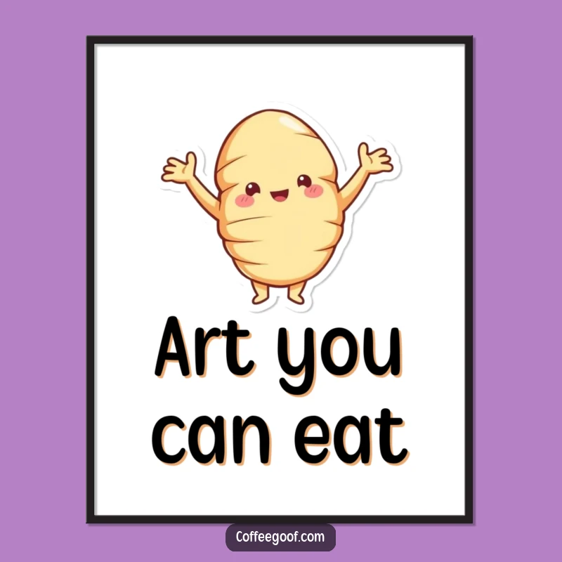 Funny Croissant Poster: Jolly Pastry Art for Kitchen Decor