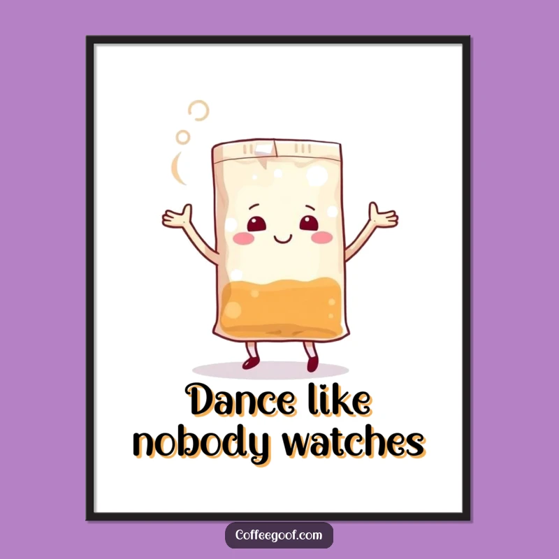Funny Dancing Teabag Poster: Bring Steamy Cheer Home, Delightful Wall Art Gift