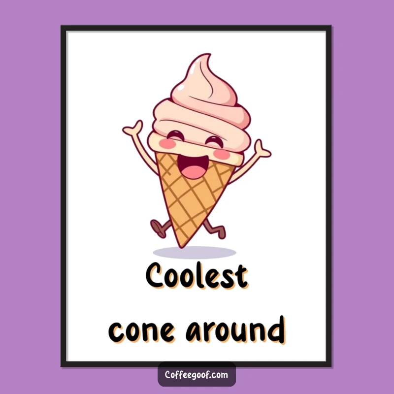 Funny Ice Cream Poster: Bouncing Cone Art for Sweet Decor