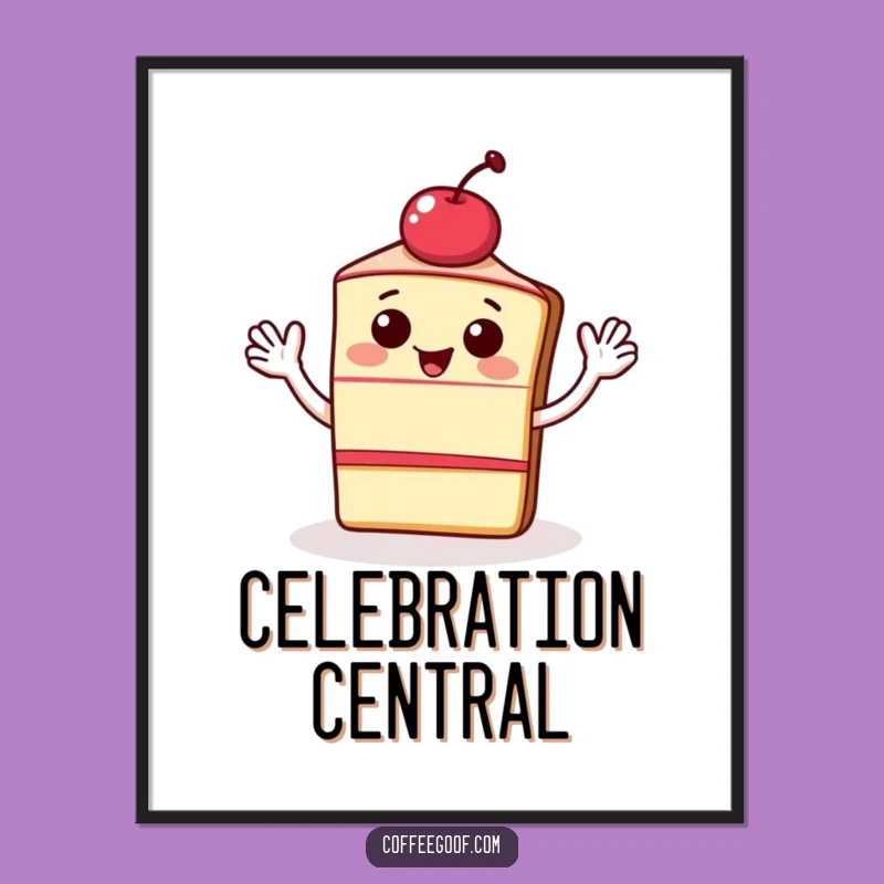 Funny Poster: Waving Cake Art, Whimsical Wall Decor, Unique Funny Gift