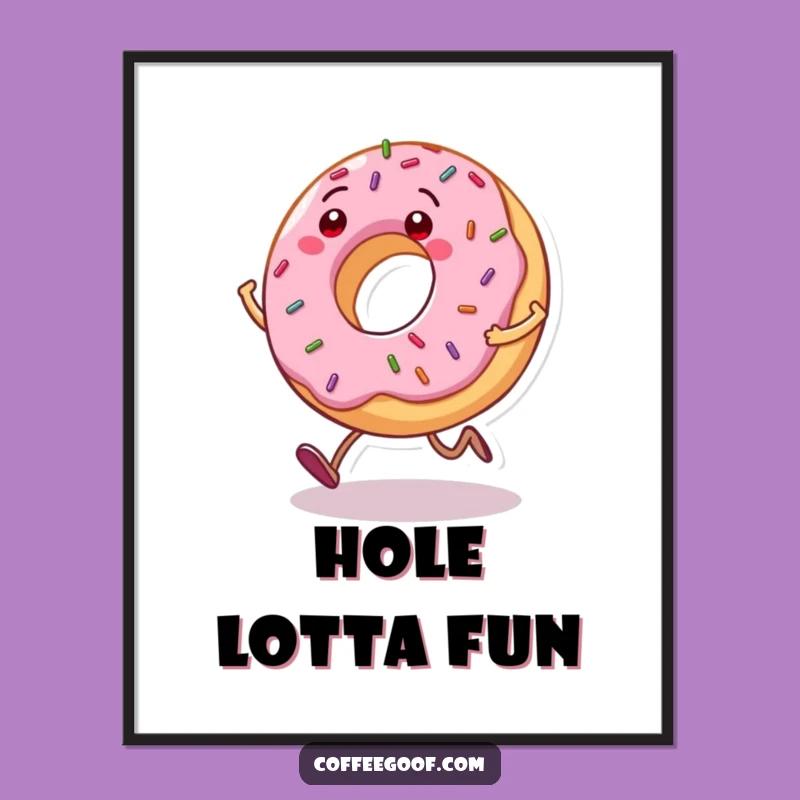 Funny Donut Poster: Grinning Character Art, Hilarious Sweet Decor Gift