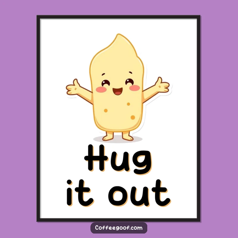 Funny Scone Poster: Warm Embrace Art, Cheerful Decor & Heartwarming Gift