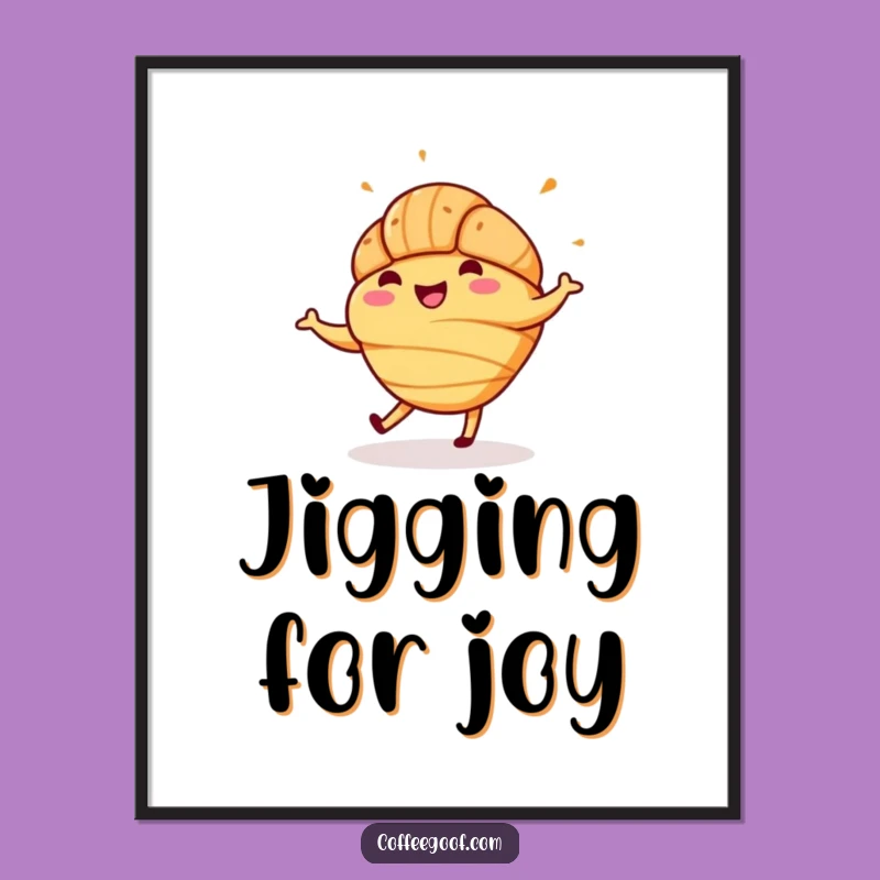 Funny Croissant Jig Poster: Brighten Your Walls with this Joyful Pastry Art