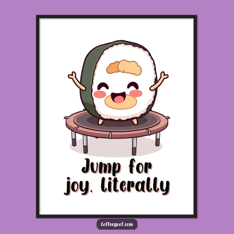 Funny Sushi Roll Trampoline Poster: Vibrant Bounce Art, Perfect Wall Decor Gift!